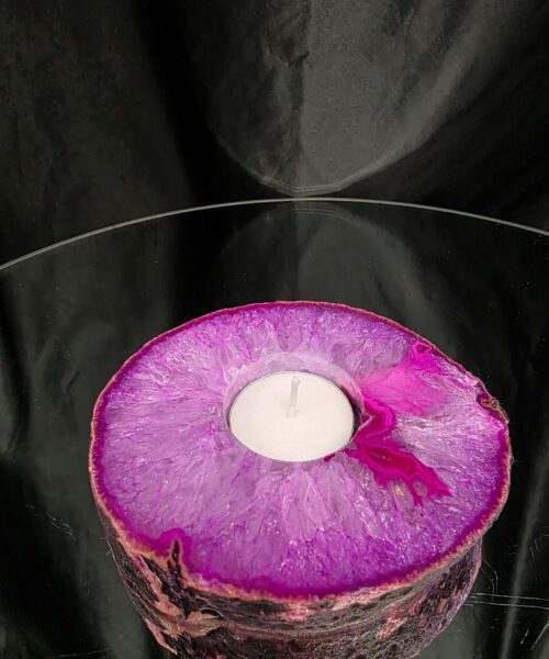 Pink Agate Slice 3 Handpicked 413g H2xW12xD10cm Microcrystalline Quartz Tealight Candle Holder Ornament - Image 8