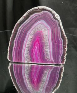 Large Pink Agate End Candle 3 Handpicked 851g H9xW10.5xD6.5cm Microcrystalline Quartz Silver Gilded Tealight Holder