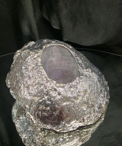 Large Pink Agate End Candle 2 Handpicked 599g H7xW13.5xD6.5cm Microcrystalline Quartz Silver Gilded Tealight Holder - Image 5