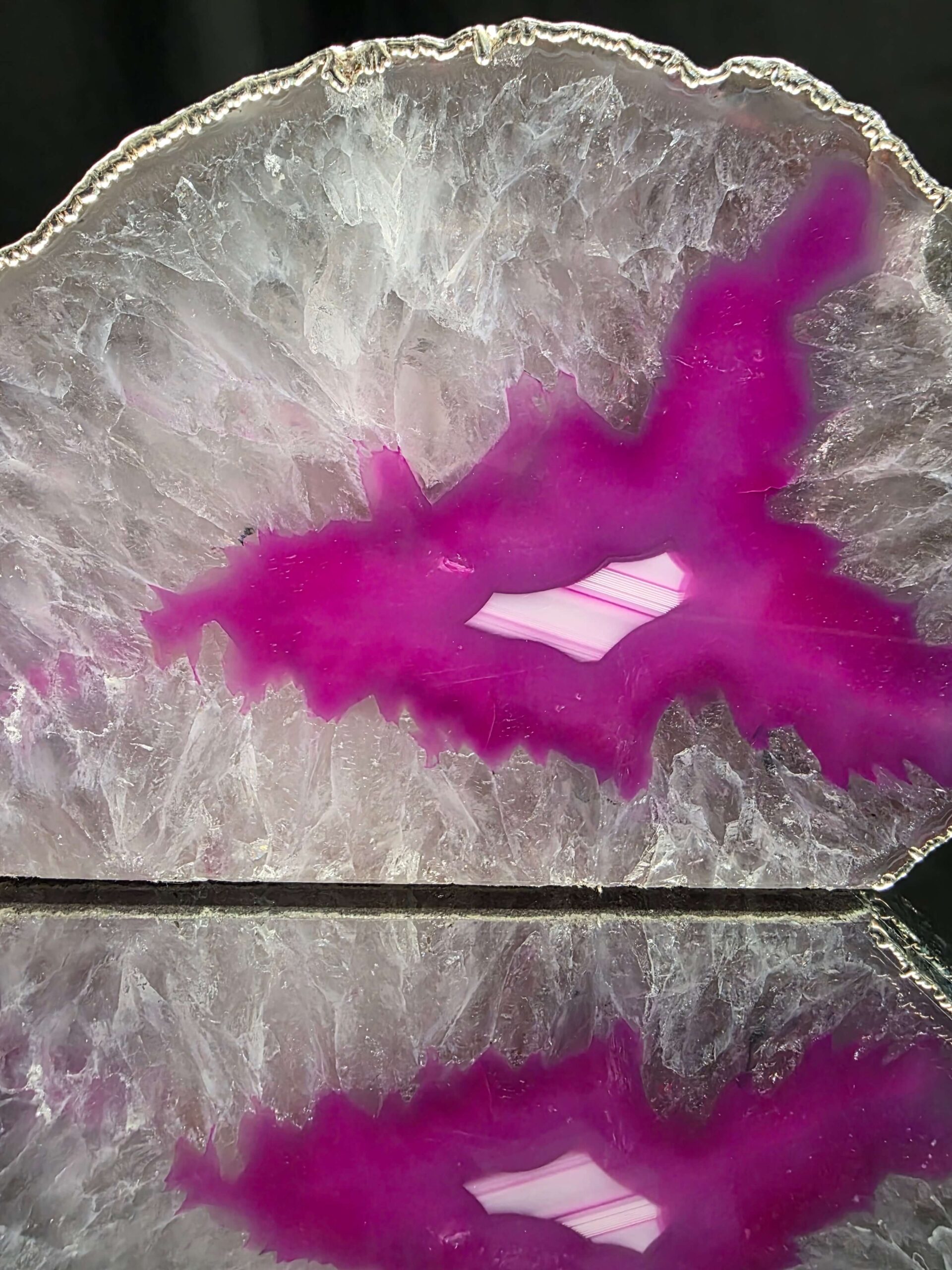Large Pink Agate End Candle 2 Handpicked 599g H7xW13.5xD6.5cm Microcrystalline Quartz Silver Gilded Tealight Holder - Image 7
