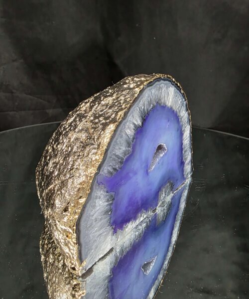Alternative view of Purple Agate End Candle 1 Handpicked 1.127g H9xW14xD8cm Microcrystalline Quartz Gold Gilded 24ct Gold Tealight Holder
