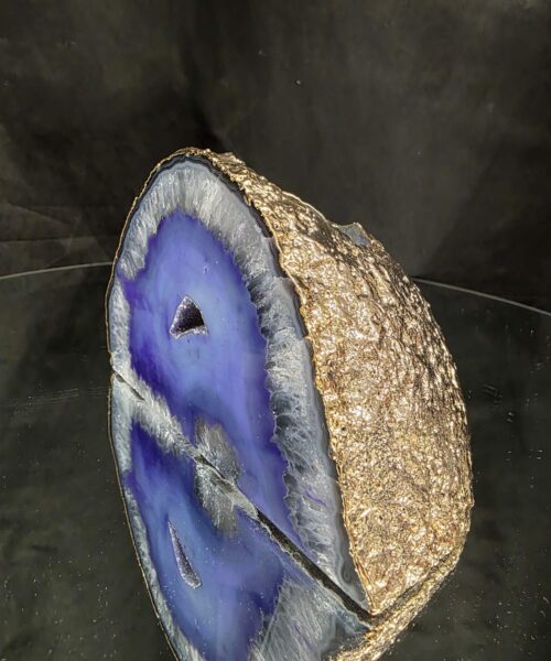 Purple Agate End Candle 1 Handpicked 1.127g H9xW14xD8cm Microcrystalline Quartz Gold Gilded 24ct Gold Tealight Holder - Image 3