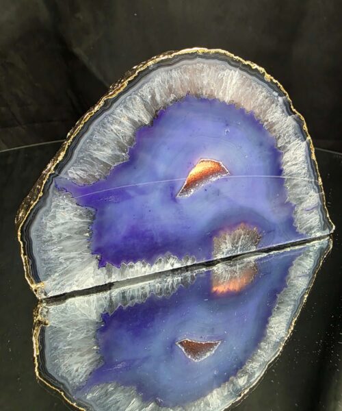 Purple Agate End Candle 1 Handpicked 1.127g H9xW14xD8cm Microcrystalline Quartz Gold Gilded 24ct Gold Tealight Holder - Image 8