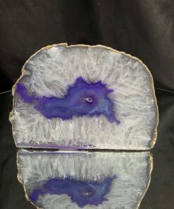 Purple Agate End Candle 2 Handpicked 1.523g H9.5xW13.5xD9.5cm Microcrystalline Quartz Gold Gilded 24ct Gold Tealight Holder