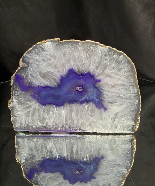 Purple Agate End Candle 2 Handpicked 1.523g H9.5xW13.5xD9.5cm Microcrystalline Quartz Gold Gilded 24ct Gold Tealight Holder
