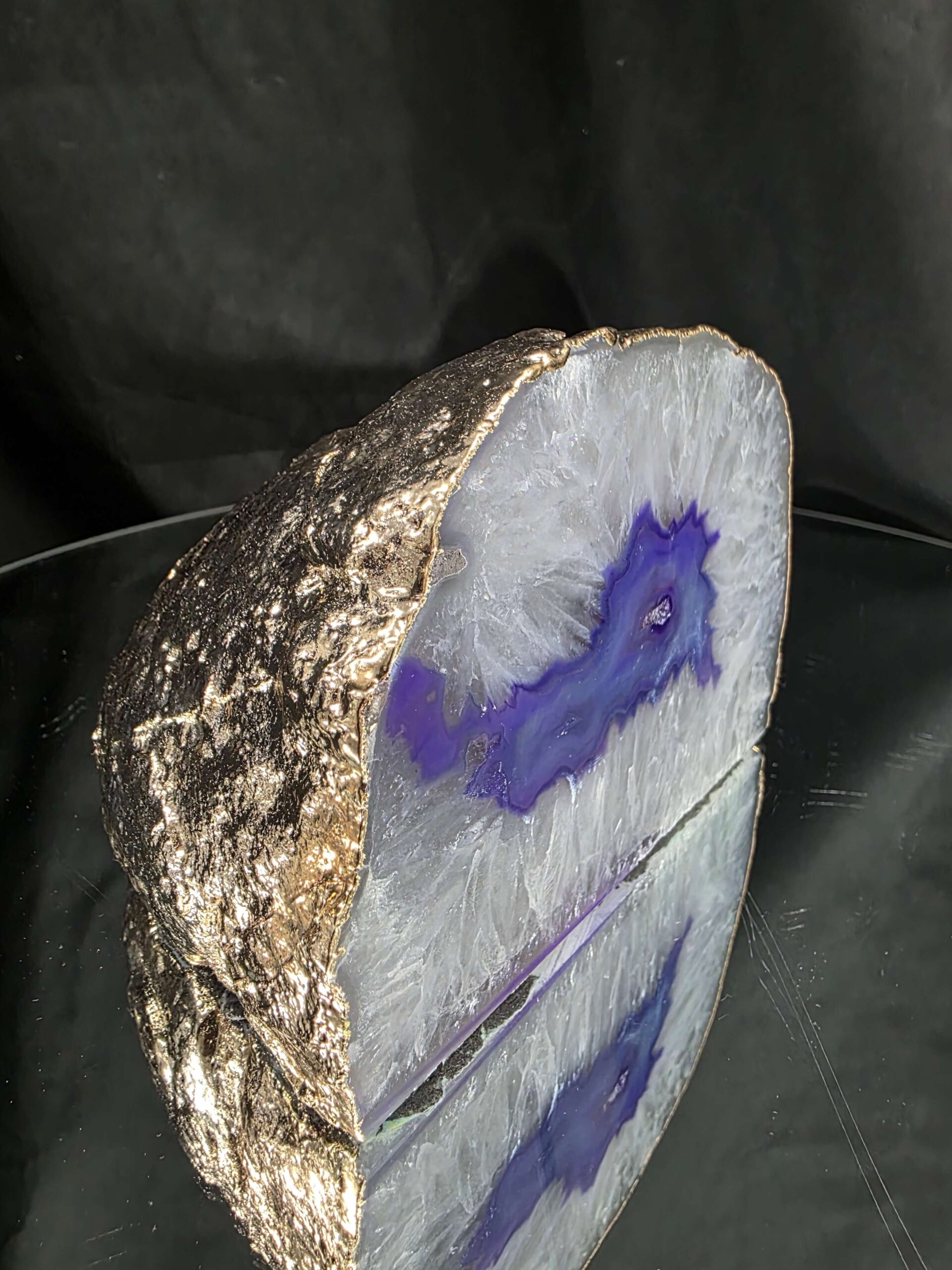 Purple Agate End Candle 2 Handpicked 1.523g H9.5xW13.5xD9.5cm Microcrystalline Quartz Gold Gilded 24ct Gold Tealight Holder - Image 2