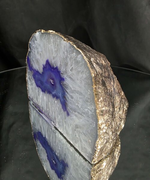 Purple Agate End Candle 2 Handpicked 1.523g H9.5xW13.5xD9.5cm Microcrystalline Quartz Gold Gilded 24ct Gold Tealight Holder - Image 3