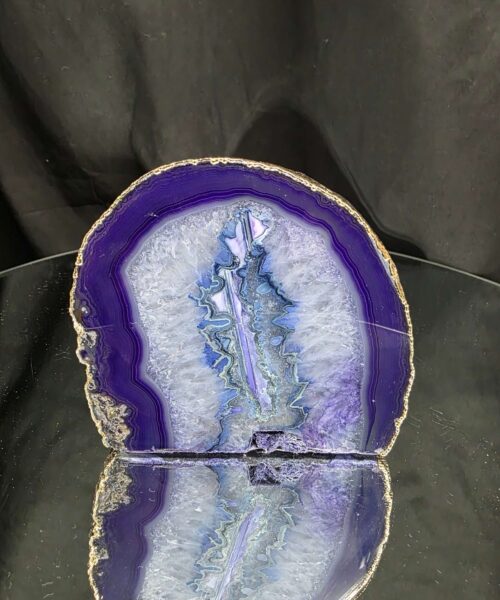 Purple Agate End Candle 3 Handpicked 1.351g H10.5xW11.5xD9cm Microcrystalline Quartz Gold Gilded 24ct Gold Tealight Holder