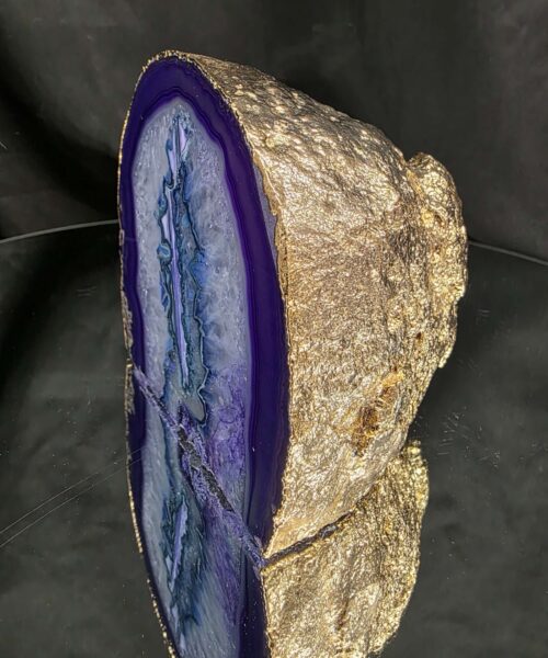 Purple Agate End Candle 3 Handpicked 1.351g H10.5xW11.5xD9cm Microcrystalline Quartz Gold Gilded 24ct Gold Tealight Holder - Image 3