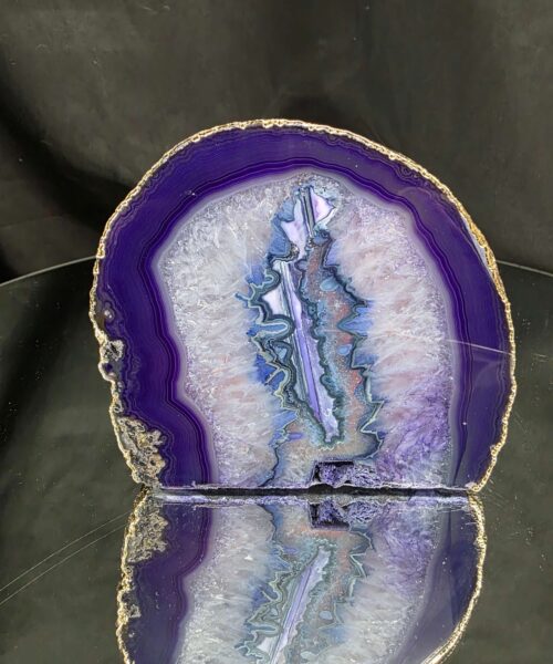 Purple Agate End Candle 3 Handpicked 1.351g H10.5xW11.5xD9cm Microcrystalline Quartz Gold Gilded 24ct Gold Tealight Holder - Image 7