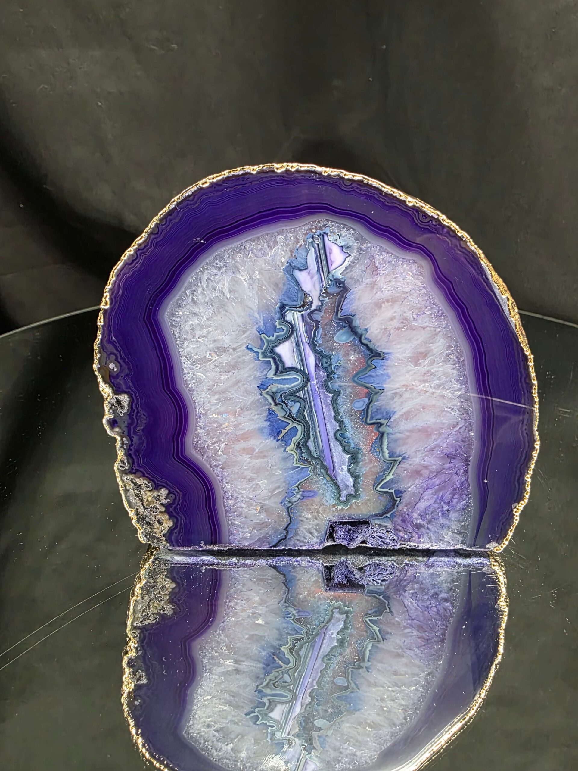 Purple Agate End Candle 3 Handpicked 1.351g H10.5xW11.5xD9cm Microcrystalline Quartz Gold Gilded 24ct Gold Tealight Holder - Image 7