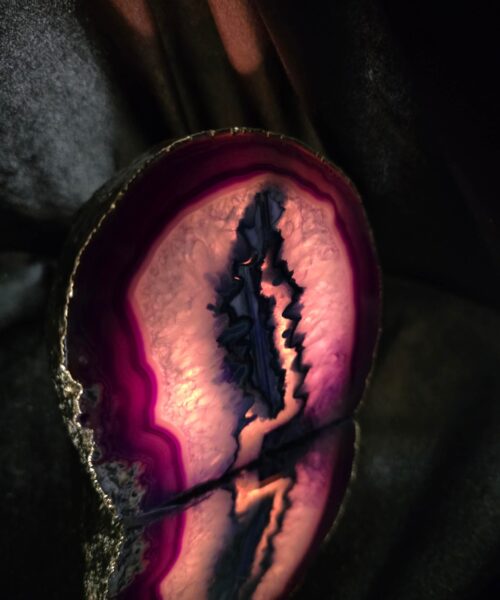 Purple Agate End Candle 3 Handpicked 1.351g H10.5xW11.5xD9cm Microcrystalline Quartz Gold Gilded 24ct Gold Tealight Holder - Image 9