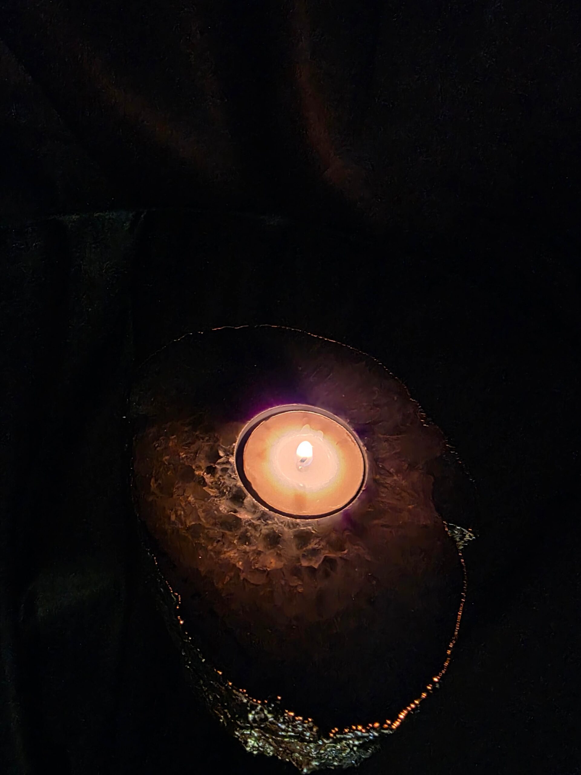 Large Purple Agate Slice 3 Handpicked 438g H2xW13xD10cm Microcrystalline Quartz Gold Gilded 24ct Tealight Candle Holder - Image 12
