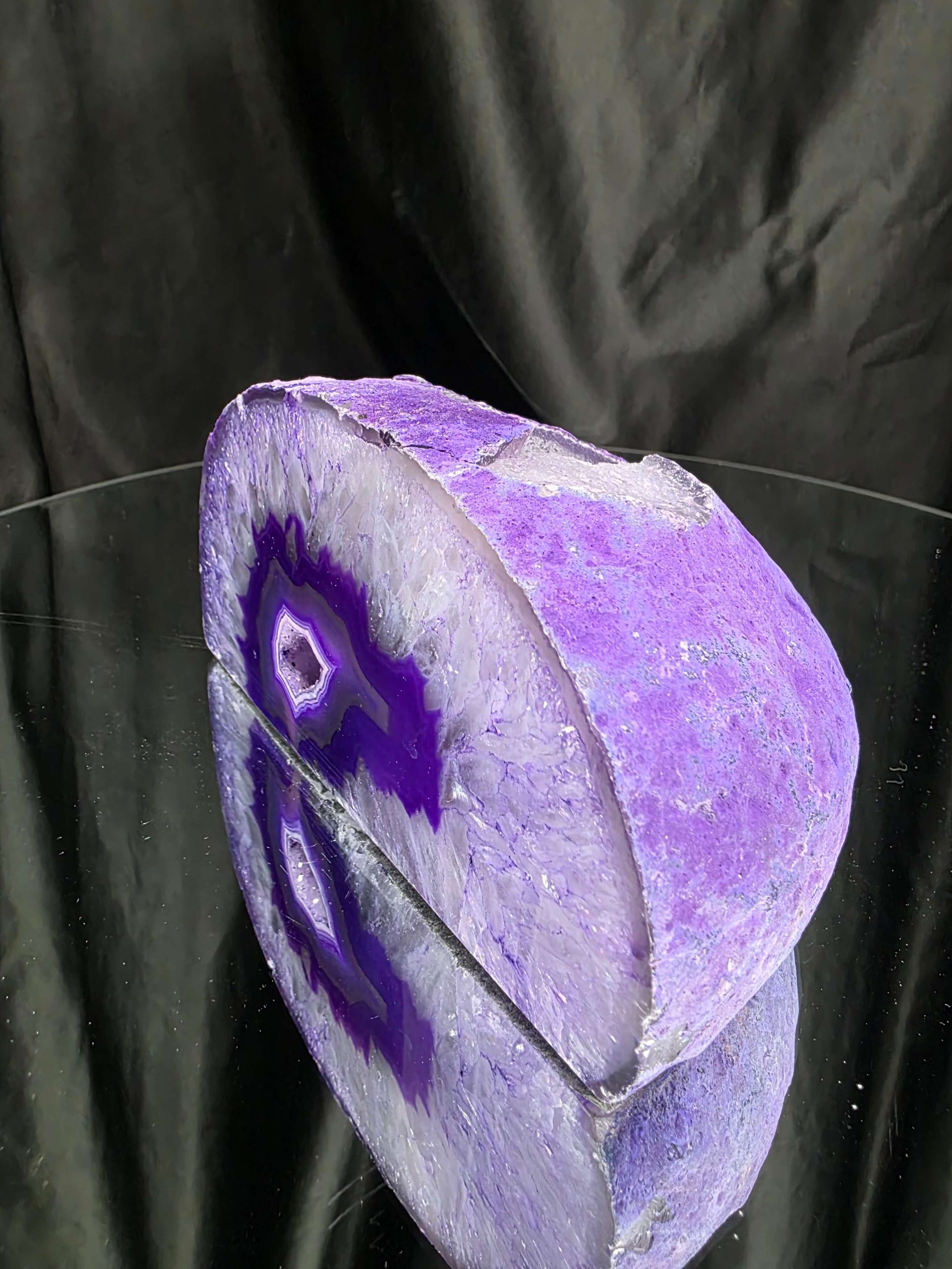 Large Purple Agate Candle 2 Handpicked 1.227g H7.5xW14.5xD9cm End Microcrystalline Quartz Tealight Holder Ornament - Image 3