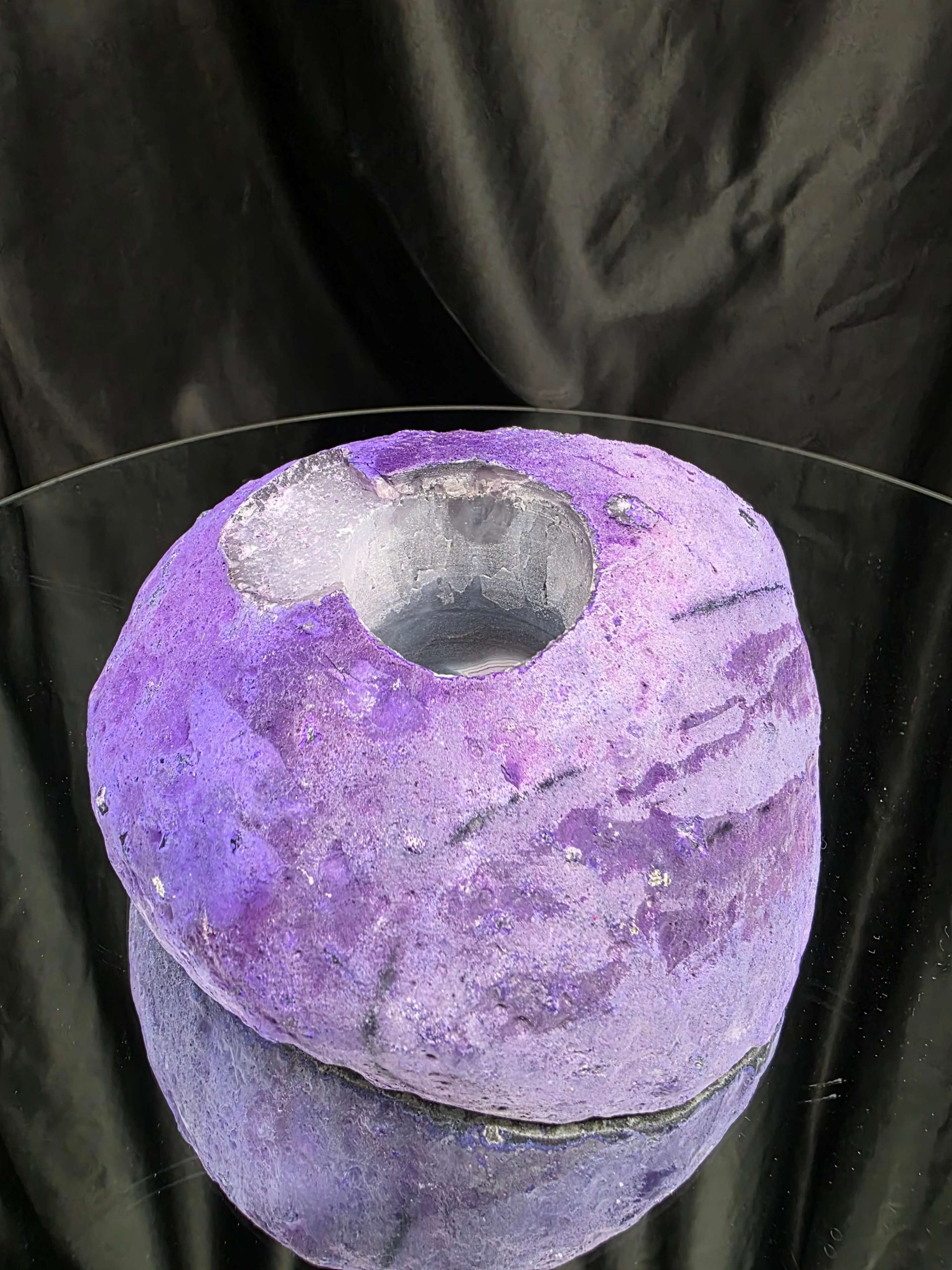 Large Purple Agate Candle 2 Handpicked 1.227g H7.5xW14.5xD9cm End Microcrystalline Quartz Tealight Holder Ornament - Image 5
