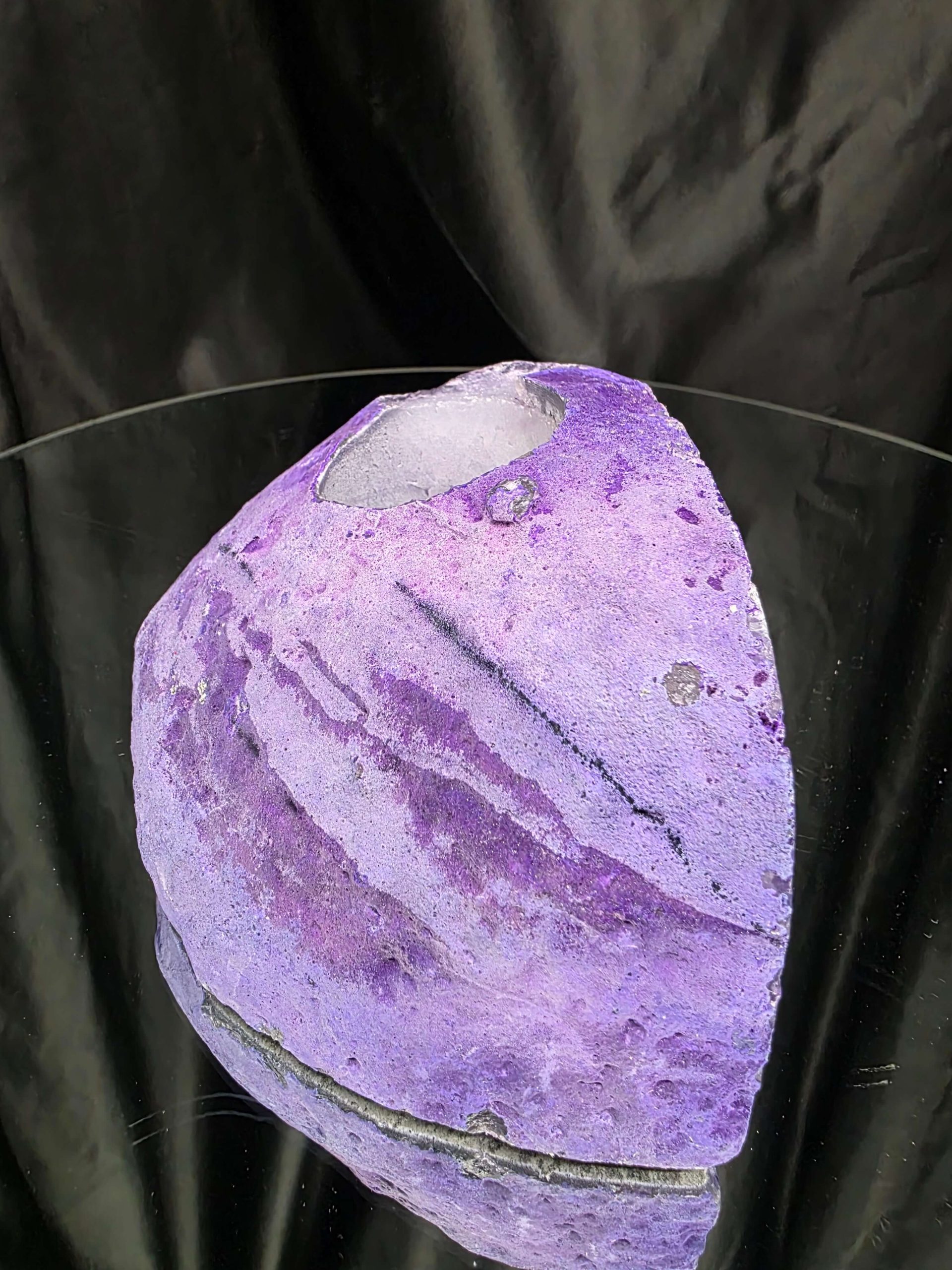 Large Purple Agate Candle 2 Handpicked 1.227g H7.5xW14.5xD9cm End Microcrystalline Quartz Tealight Holder Ornament - Image 6