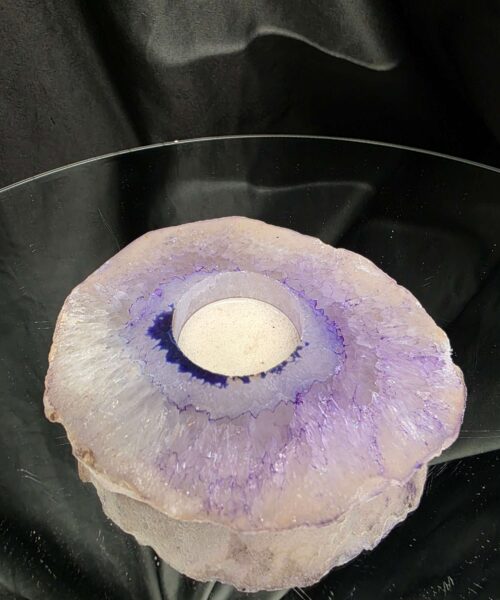 Alternative view of Purple Agate Slice 2 Handpicked 360g H2xW12xD11cm Microcrystalline Quartz Tealight Candle Holder Ornament