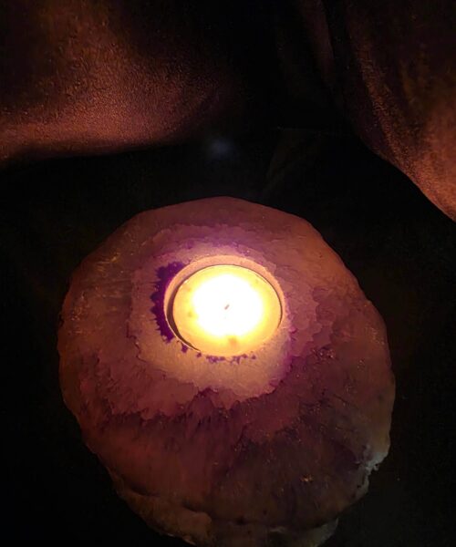 Purple Agate Slice 2 Handpicked 360g H2xW12xD11cm Microcrystalline Quartz Tealight Candle Holder Ornament - Image 12