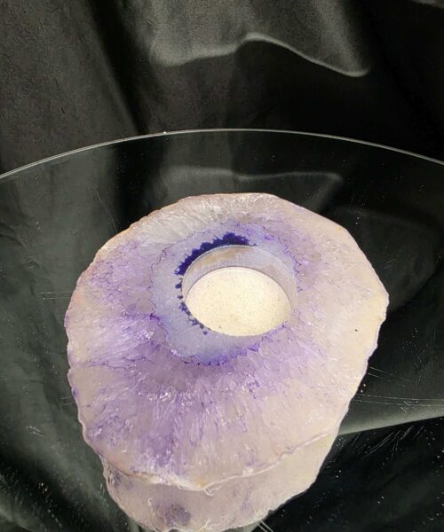 Purple Agate Slice 2 Handpicked 360g H2xW12xD11cm Microcrystalline Quartz Tealight Candle Holder Ornament