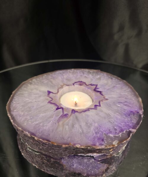 Purple Agate Slice 3 Handpicked 863g H2.5xW14.5xD13cm Microcrystalline Quartz Tealight Candle Holder Ornament - Image 10