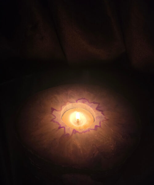 Purple Agate Slice 3 Handpicked 863g H2.5xW14.5xD13cm Microcrystalline Quartz Tealight Candle Holder Ornament - Image 11