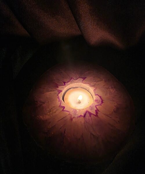 Purple Agate Slice 3 Handpicked 863g H2.5xW14.5xD13cm Microcrystalline Quartz Tealight Candle Holder Ornament - Image 12