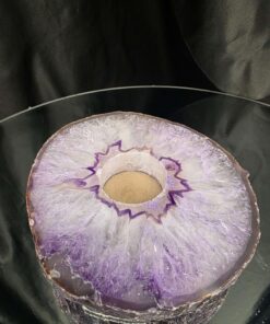 Alternative view of Purple Agate Slice 3 Handpicked 863g H2.5xW14.5xD13cm Microcrystalline Quartz Tealight Candle Holder Ornament