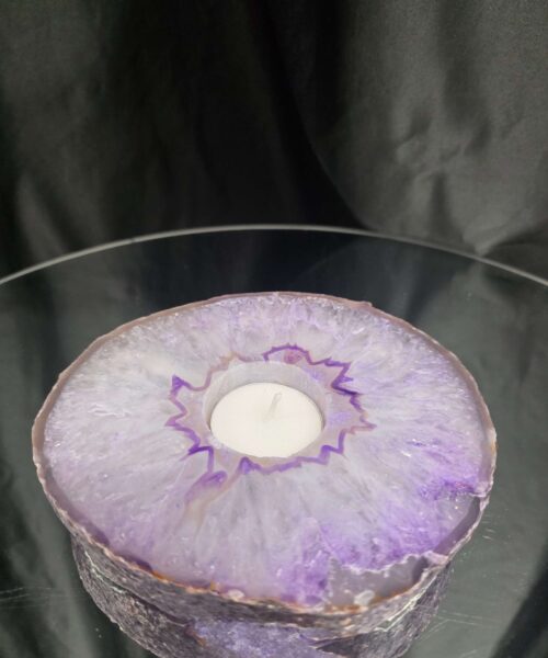 Purple Agate Slice 3 Handpicked 863g H2.5xW14.5xD13cm Microcrystalline Quartz Tealight Candle Holder Ornament - Image 7