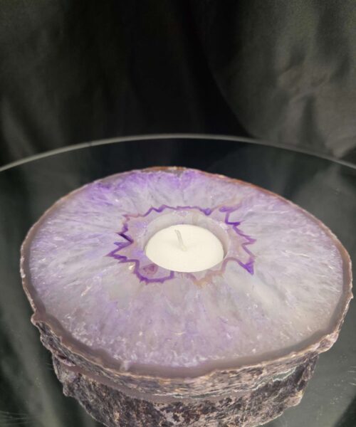 Purple Agate Slice 3 Handpicked 863g H2.5xW14.5xD13cm Microcrystalline Quartz Tealight Candle Holder Ornament - Image 8