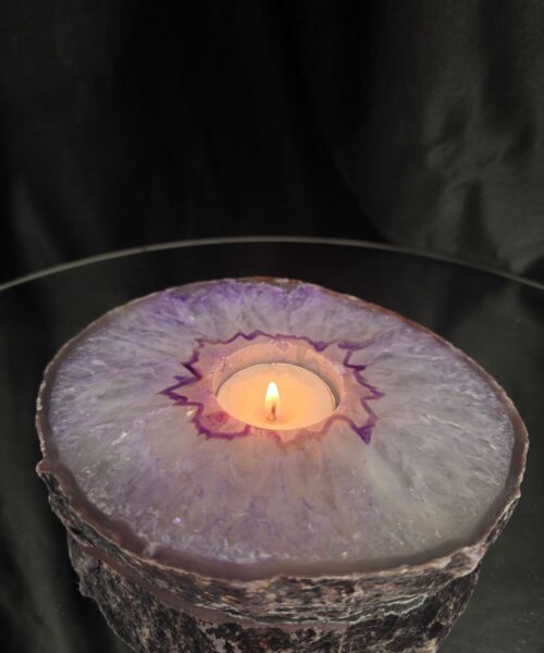 Purple Agate Slice 3 Handpicked 863g H2.5xW14.5xD13cm Microcrystalline Quartz Tealight Candle Holder Ornament - Image 9