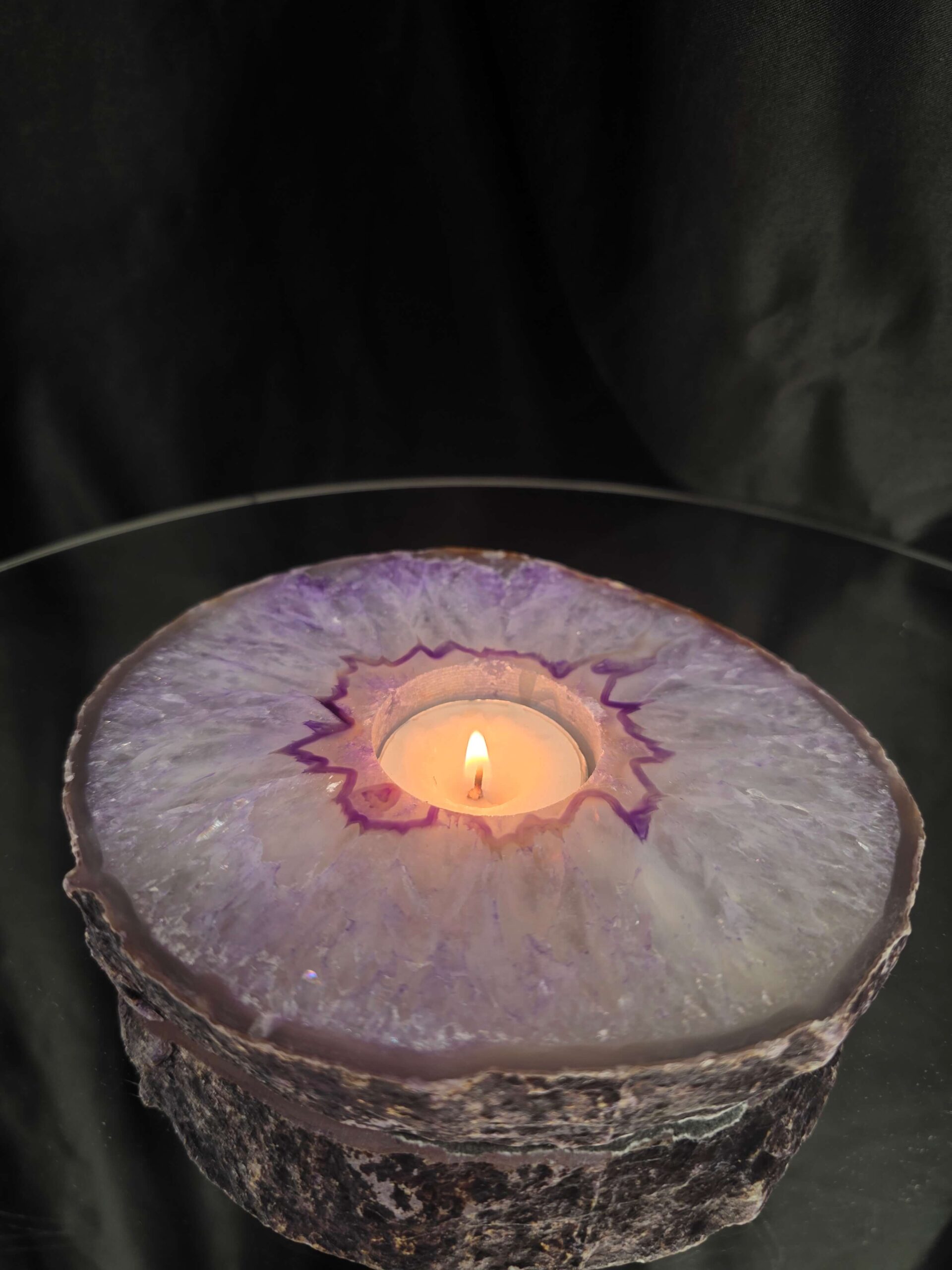 Purple Agate Slice 3 Handpicked 863g H2.5xW14.5xD13cm Microcrystalline Quartz Tealight Candle Holder Ornament - Image 9