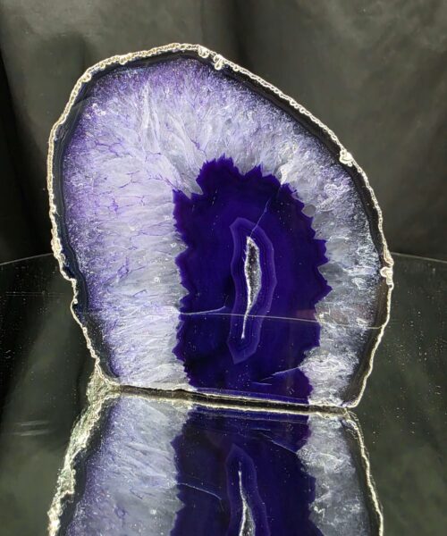 Purple Agate End Candle 1 Handpicked 1.248g H11xW11.5xD8.5cm Microcrystalline Quartz Silver Gilded Tealight Holder