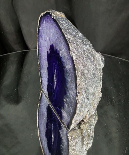 Purple Agate End Candle 1 Handpicked 1.248g H11xW11.5xD8.5cm Microcrystalline Quartz Silver Gilded Tealight Holder - Image 3