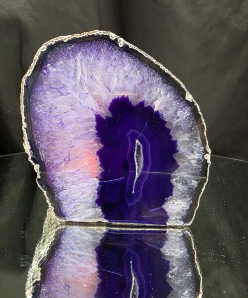 Purple Agate End Candle 1 Handpicked 1.248g H11xW11.5xD8.5cm Microcrystalline Quartz Silver Gilded Tealight Holder - Image 7