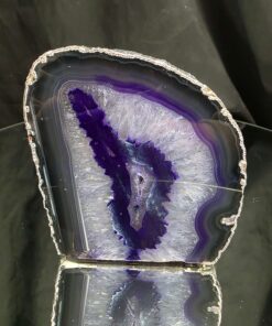 Purple Agate End Candle 2 Handpicked 1.317g H10.5xW10xD7.5cm Microcrystalline Quartz Silver Gilded Tealight Holder