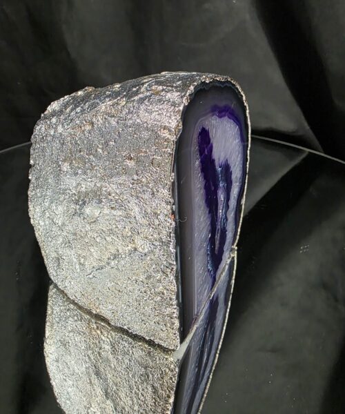 Alternative view of Purple Agate End Candle 2 Handpicked 1.317g H10.5xW10xD7.5cm Microcrystalline Quartz Silver Gilded Tealight Holder