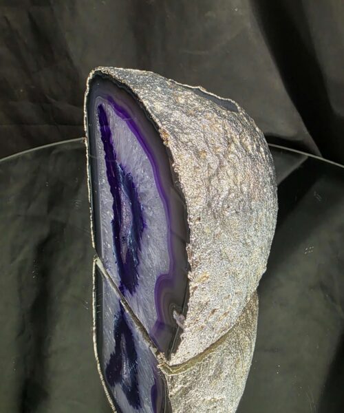 Purple Agate End Candle 2 Handpicked 1.317g H10.5xW10xD7.5cm Microcrystalline Quartz Silver Gilded Tealight Holder - Image 3