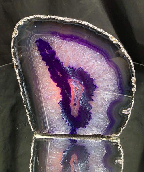 Purple Agate End Candle 2 Handpicked 1.317g H10.5xW10xD7.5cm Microcrystalline Quartz Silver Gilded Tealight Holder - Image 7