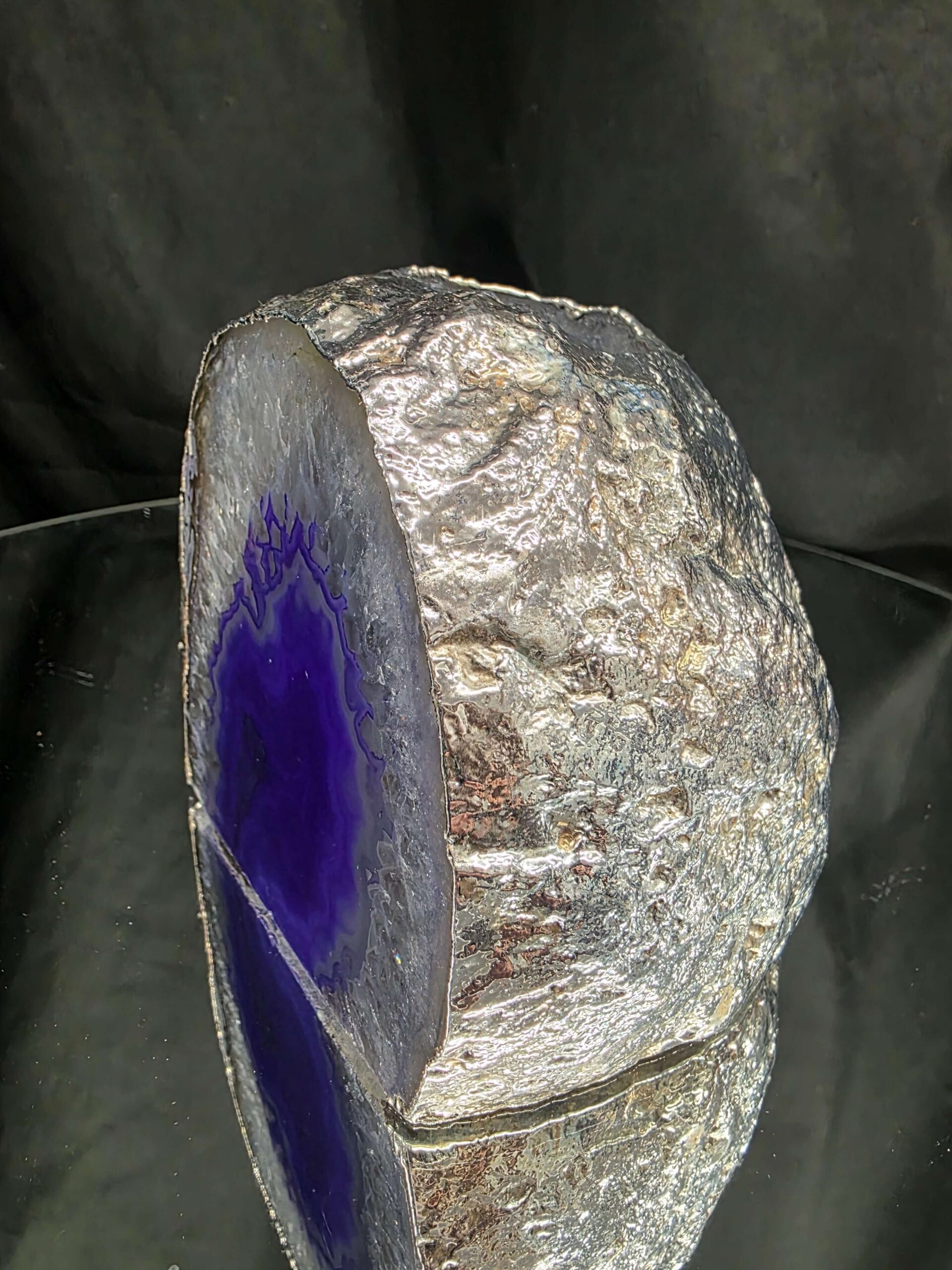 Purple Agate End Candle 3 Handpicked 1.578g H10xW10.5xD8.5cm Microcrystalline Quartz Silver Gilded Tealight Holder - Image 2