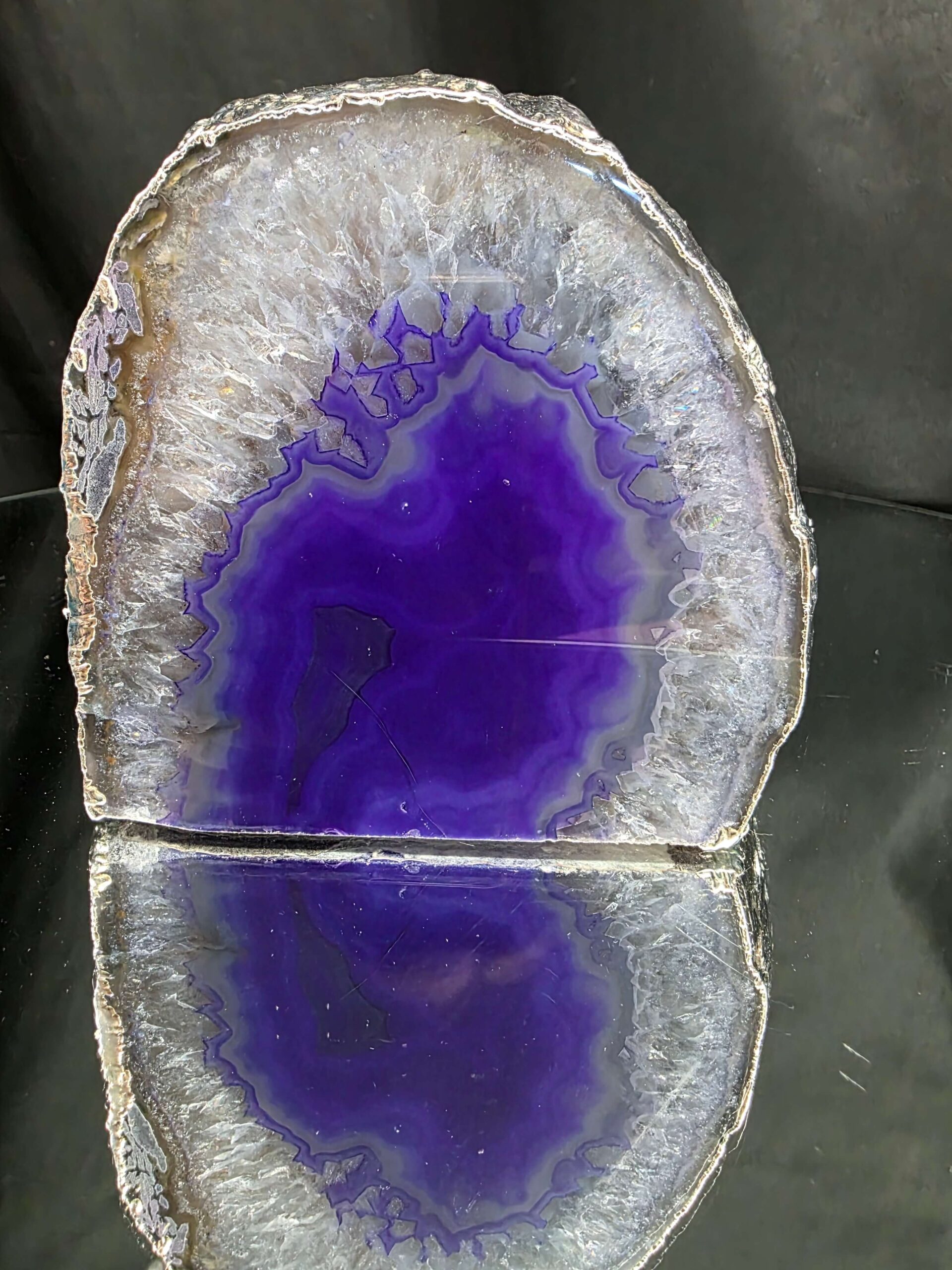Purple Agate End Candle 3 Handpicked 1.578g H10xW10.5xD8.5cm Microcrystalline Quartz Silver Gilded Tealight Holder