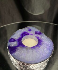 Alternative view of Purple Agate Slice 2 Handpicked 404g H2xW13xD11cm Microcrystalline Quartz Silver Gilded Tealight Candle Holder