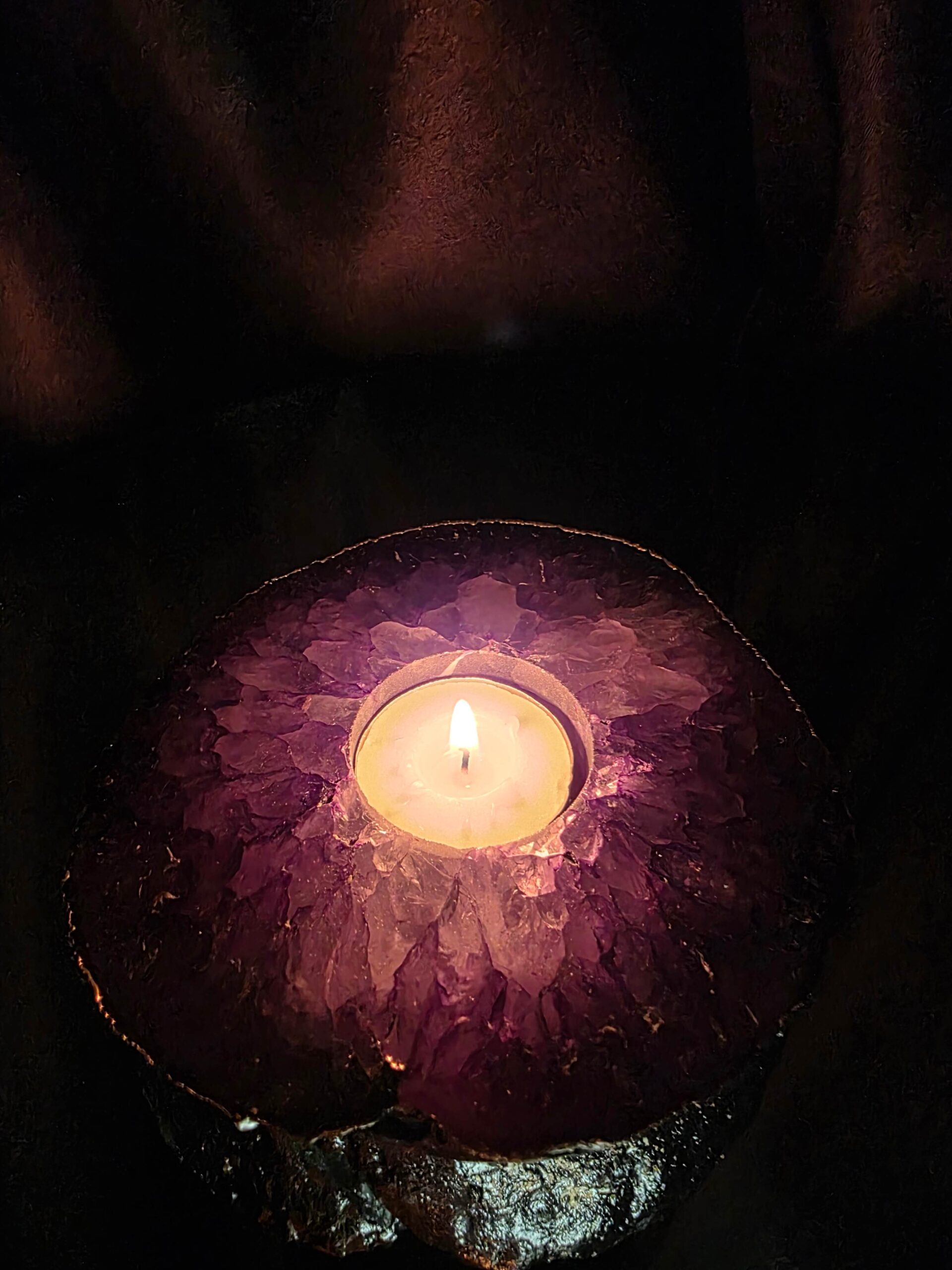 Purple Agate Slice 3 Handpicked 457g H2xW13xD12cm Microcrystalline Quartz Silver Gilded Tealight Candle Holder - Image 12