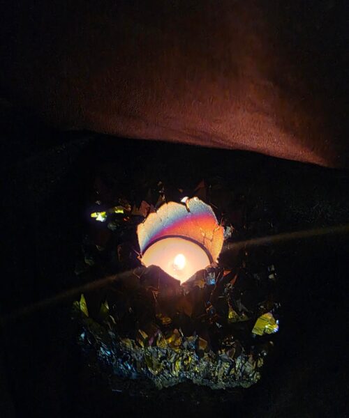 Rainbow Quartz Candle No. 2 Aura, Titanium, Point, Cluster, Gemstone Tealight Holder 694g H5xW10.5xD10cm - Image 10