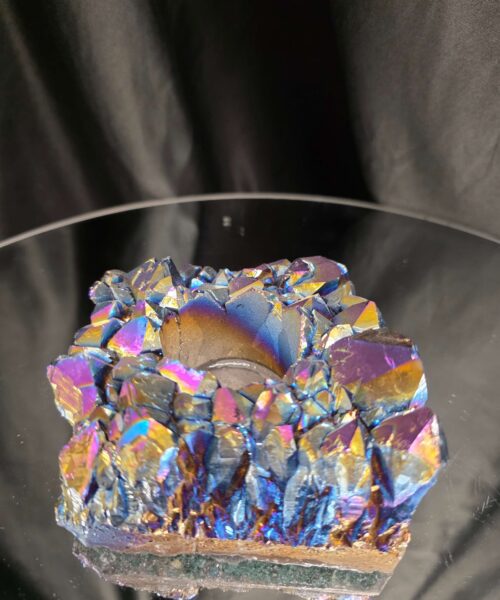 Rainbow Quartz Candle No. 2 Aura, Titanium, Point, Cluster, Gemstone Tealight Holder 694g H5xW10.5xD10cm - Image 3