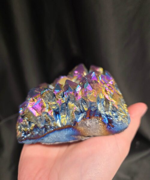 Rainbow Quartz Candle No. 2 Aura, Titanium, Point, Cluster, Gemstone Tealight Holder 694g H5xW10.5xD10cm - Image 8