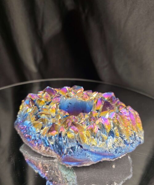 Rainbow Quartz Candle No. 5 Aura, Titanium, Point, Cluster, Gemstone Tealight Holder 703g H6xW12xD10cm - Image 5