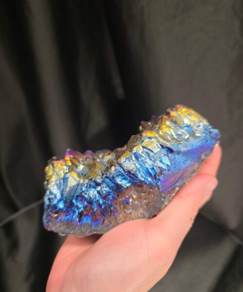 Rainbow Quartz Candle No. 5 Aura, Titanium, Point, Cluster, Gemstone Tealight Holder 703g H6xW12xD10cm - Image 7