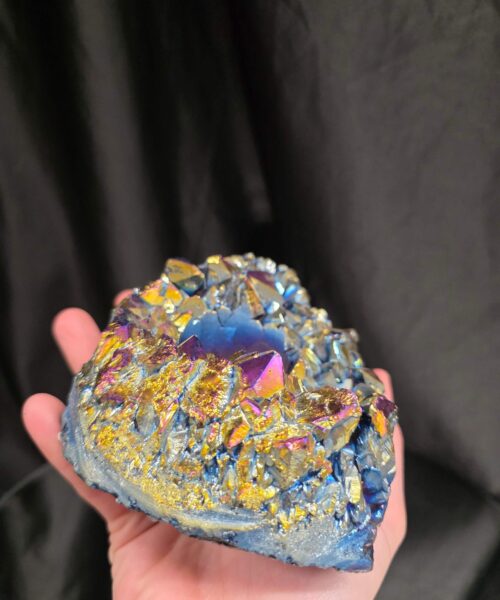 Rainbow Quartz Candle No. 5 Aura, Titanium, Point, Cluster, Gemstone Tealight Holder 703g H6xW12xD10cm - Image 8