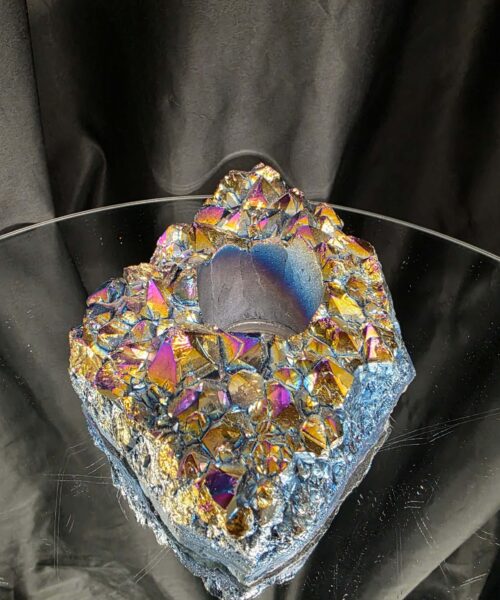 Rainbow Quartz Candle No. 4 Aura, Titanium, Point, Cluster, Gemstone Tealight Holder 969g H5.5xW15xD12cm - Image 3