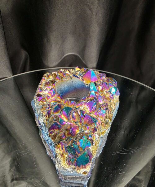 Rainbow Quartz Candle No. 4 Aura, Titanium, Point, Cluster, Gemstone Tealight Holder 969g H5.5xW15xD12cm - Image 5